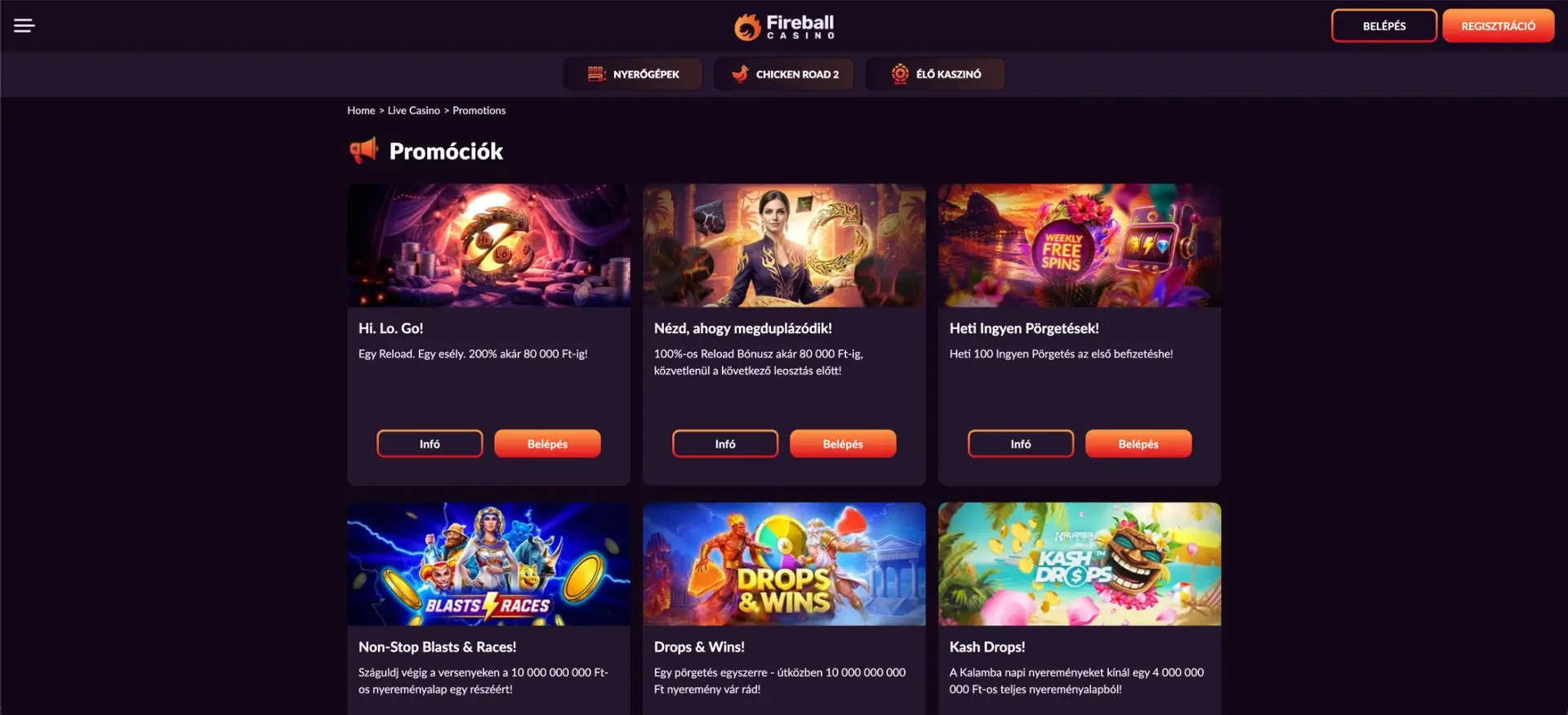 Fireball Casino promóciók