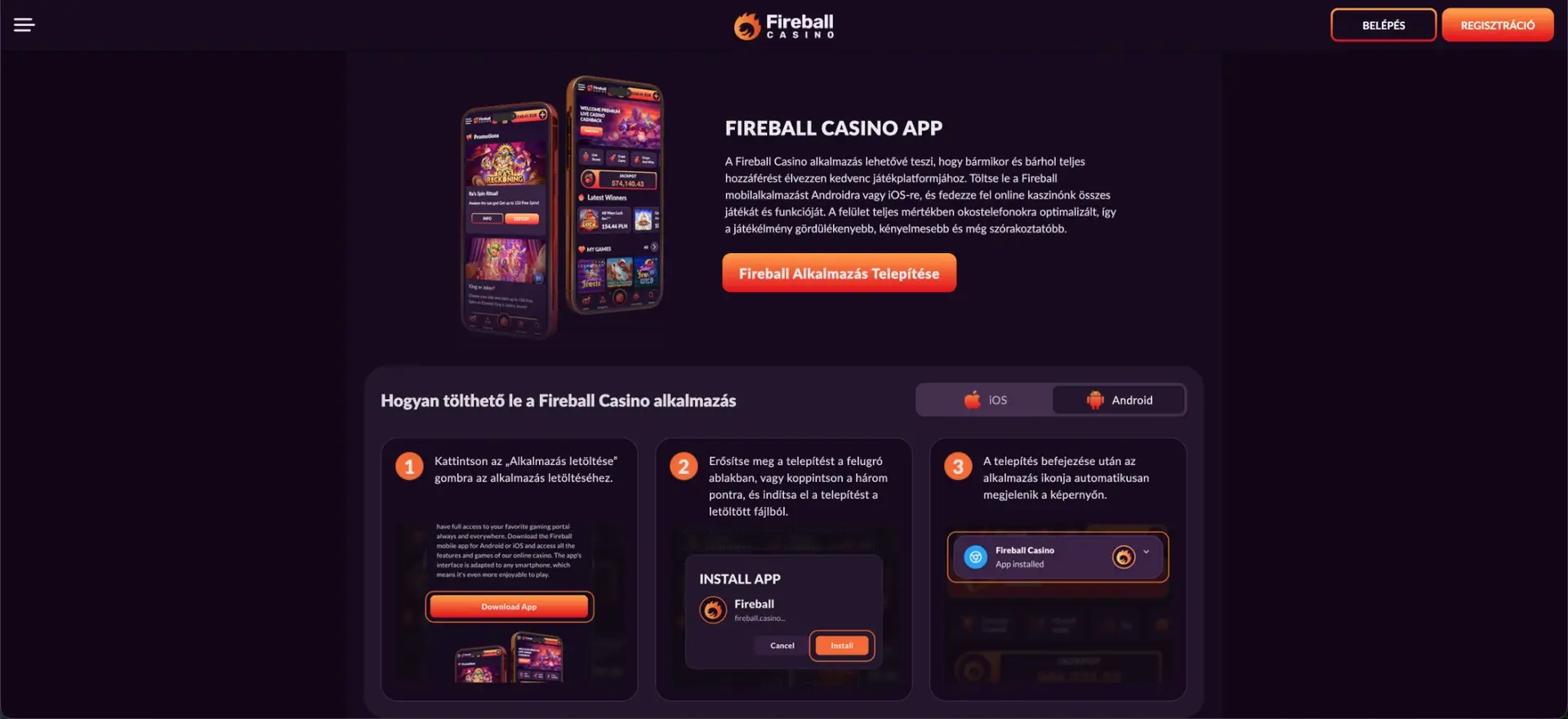 Fireball Casino regisztráció